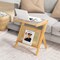 Boho End Table Wicker Rattan Glass Top Side Table Z Shaped Frame Nightstand Magazine Storage Shelf Accent Table Living Room